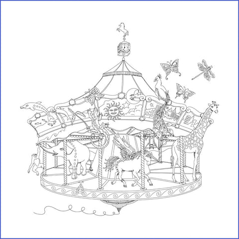 The Carousel of Utopia, Adult Coloring Books, Adult Coloring Pages,  Coloring Books for Adults, 