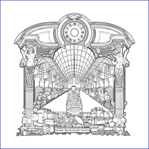 The Carousel of Utopia, Adult Coloring Books, Adult Coloring Pages,  Coloring Books for Adults, 